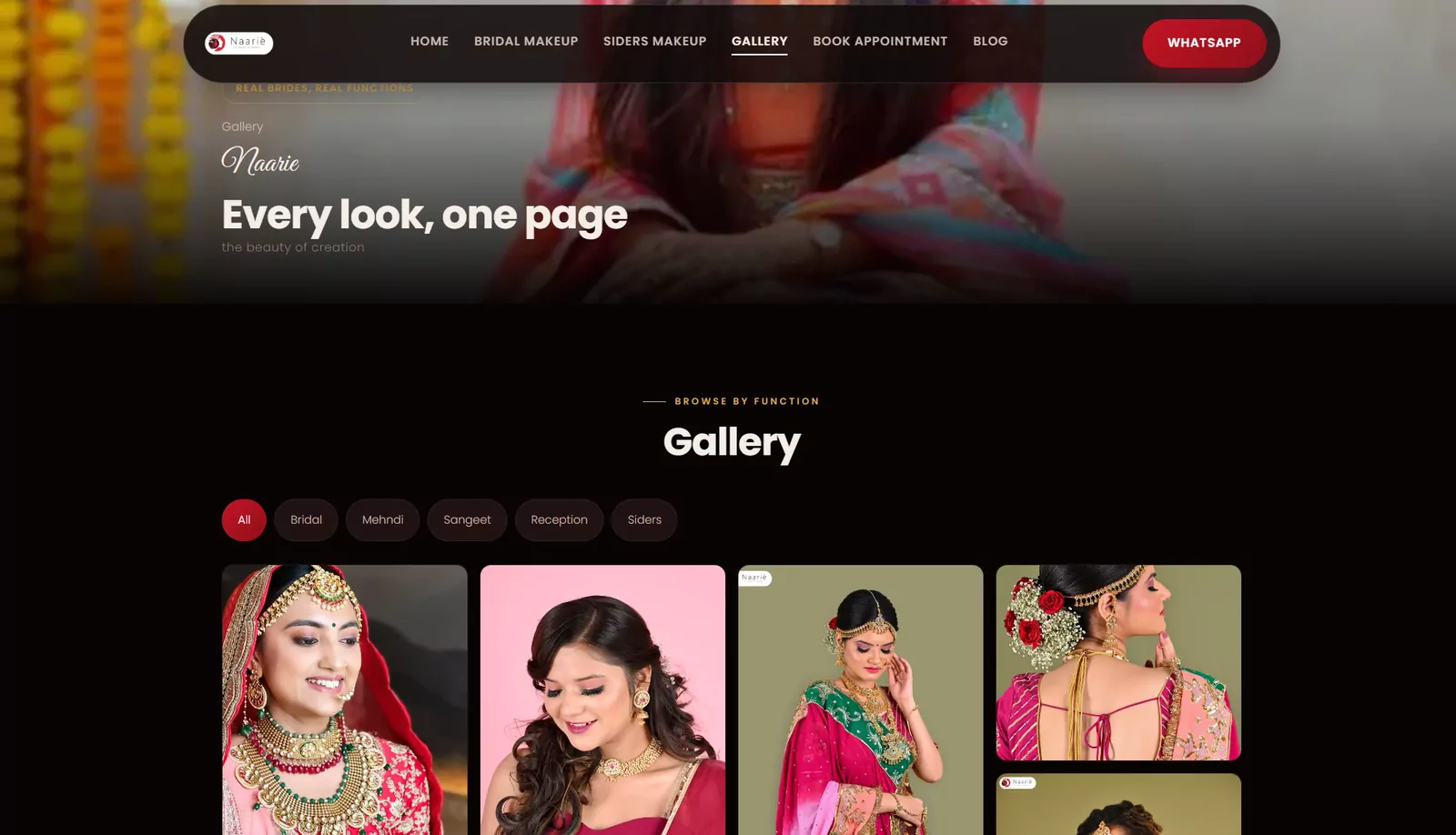 Naarie gallery page with real bride looks